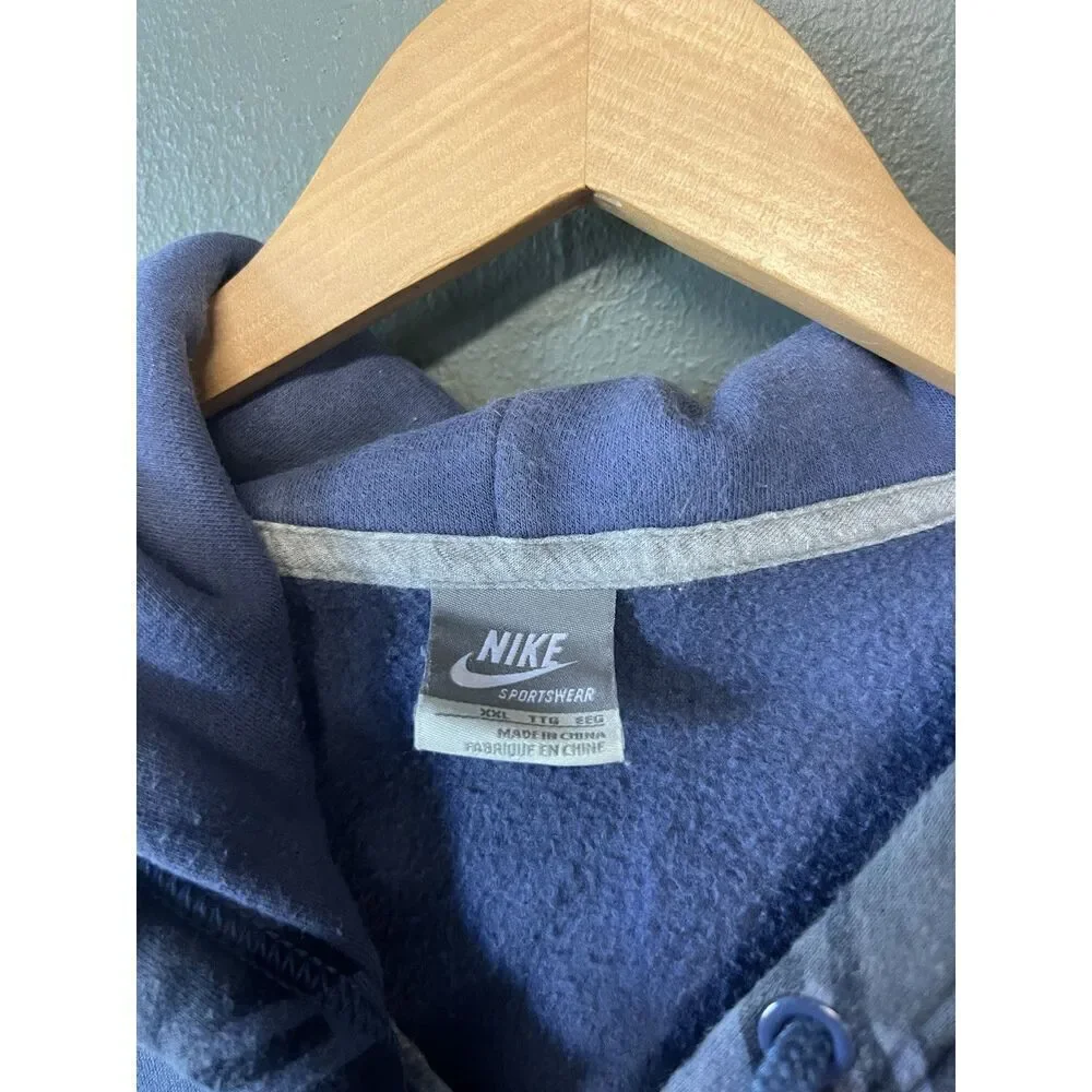 Y2K Nike Mens Blue Striped Full Zip Hooded Sweatshirt Size 2XL